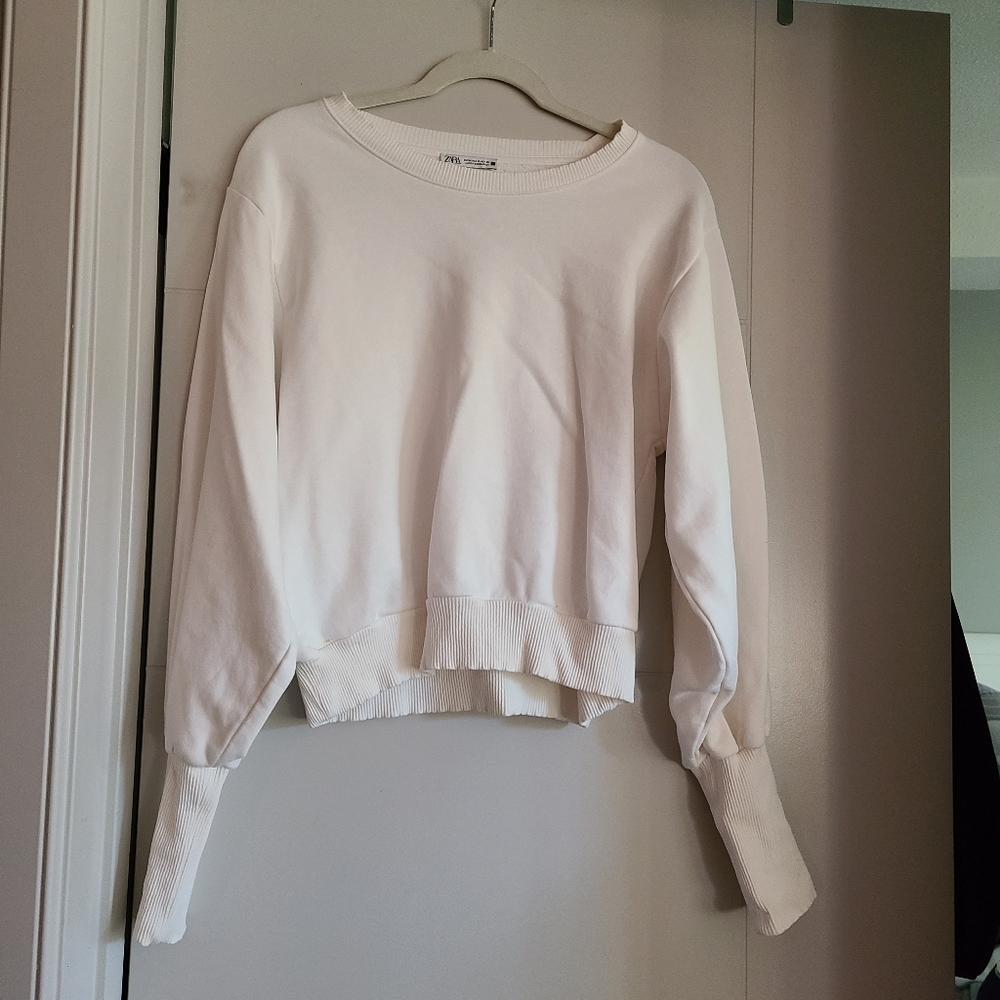 Zara Balloon Sleeve Crew Sweater
